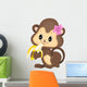 Girl Monkey Eating Banana Wall Decal