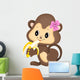 Girl Monkey Eating Banana Wall Decal