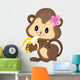 Girl Monkey Eating Banana Wall Decal