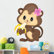 Girl Monkey Eating Banana Wall Decal