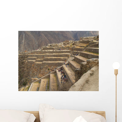 Inca Ruins Ollantaytambo Peru Wall Mural shown on a wall