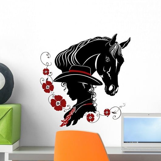 Cowgirl and Horse Head
