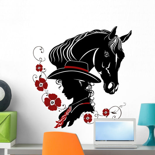 Cowgirl and Horse Head