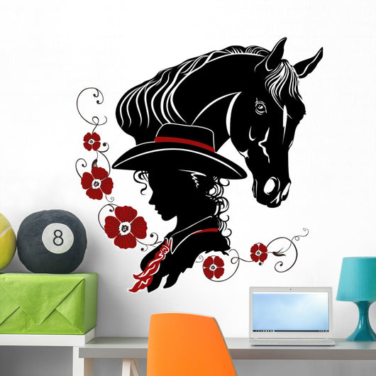 Cowgirl and Horse Head