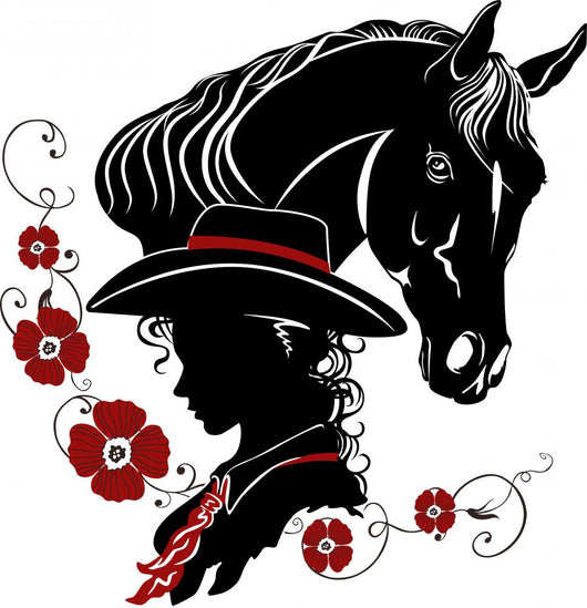 Cowgirl and Horse Head