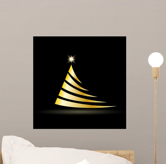 Creative Vector Golden Christmas tree Wall Mural
