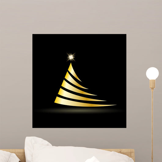 Creative Vector Golden Christmas tree Wall Mural