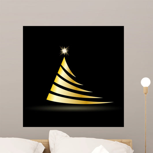 Creative Vector Golden Christmas tree Wall Mural