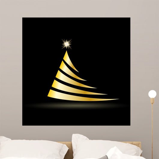 Creative Vector Golden Christmas tree Wall Mural