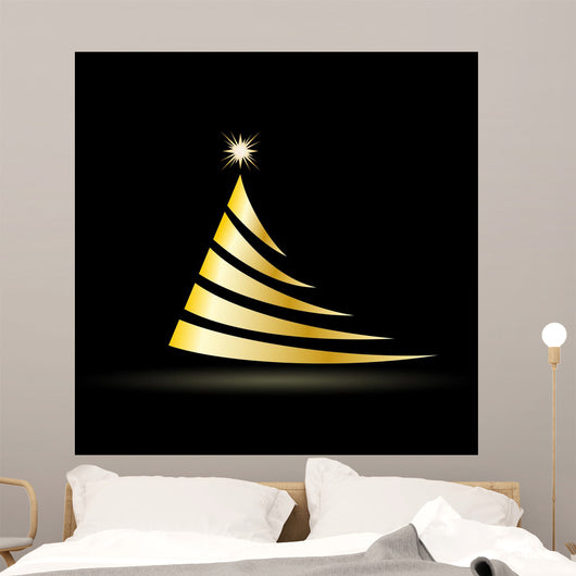 Creative Vector Golden Christmas tree Wall Mural