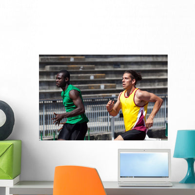 Two Track and Field shown on a wall