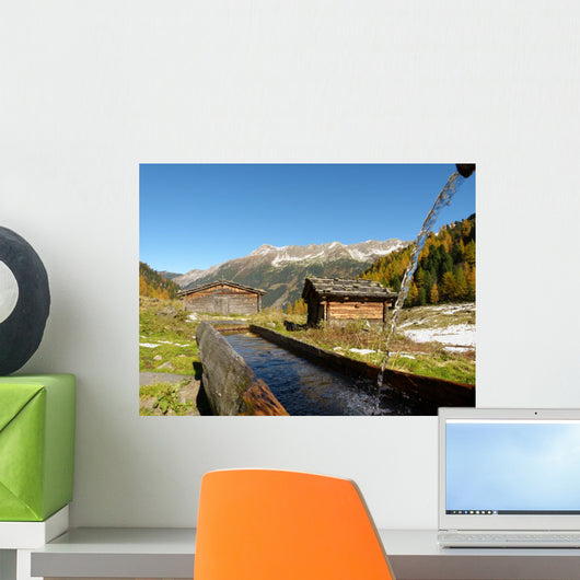 Almh Tten Mit Holzbrunnen Wall Decal