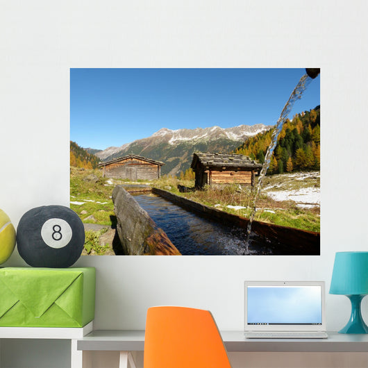 Almh Tten Mit Holzbrunnen Wall Decal