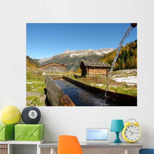 Almh Tten Mit Holzbrunnen Wall Decal
