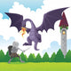 Knight Fighting Dragon Wall Decal