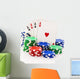 Four aces and stacks of poker chips isolated on white. Wall Decal