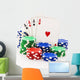 Four aces and stacks of poker chips isolated on white. Wall Decal