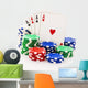 Four aces and stacks of poker chips isolated on white. Wall Decal