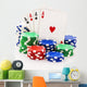 Four aces and stacks of poker chips isolated on white. Wall Decal