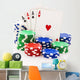 Four aces and stacks of poker chips isolated on white. Wall Decal