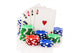 Four aces and stacks of poker chips isolated on white. Wall Decal