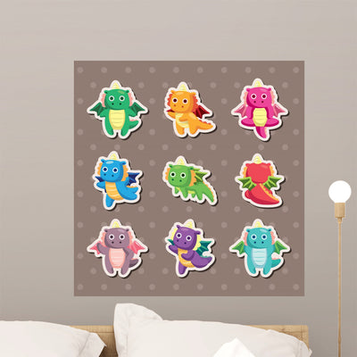 Fire Dragon Stickers shown on a wall