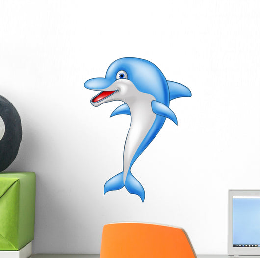Happy dolphin cartoon Wall Decal