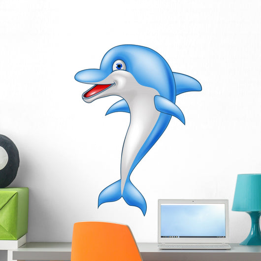 Happy dolphin cartoon Wall Decal