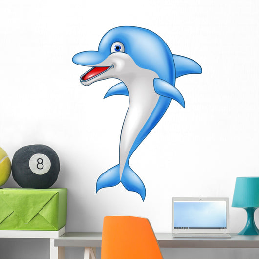 Happy dolphin cartoon Wall Decal