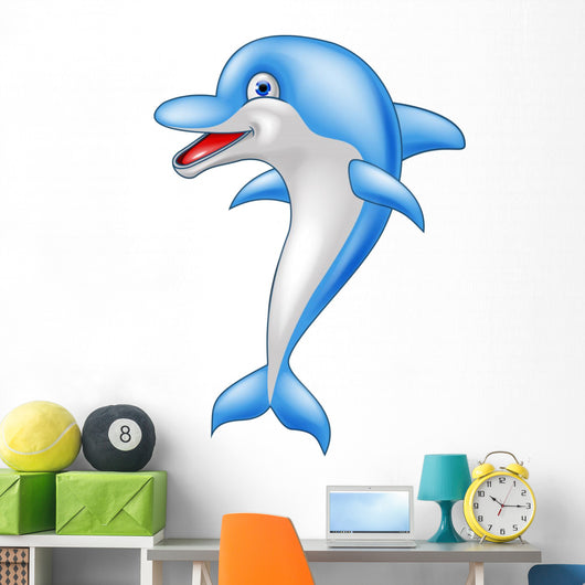 Happy dolphin cartoon Wall Decal