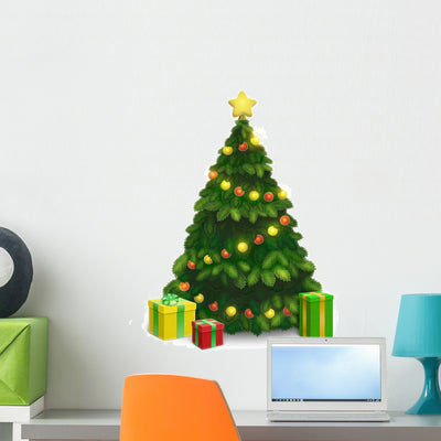 Christmas Tree Wall Decal shown on a wall