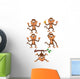Five Monkeys Monkey Wall Stickers