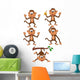 Five Monkeys Monkey Wall Stickers