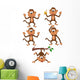 Five Monkeys Monkey Wall Stickers