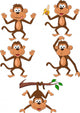 Five Monkeys Monkey Wall Stickers