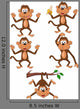 Five Monkeys Monkey Wall Stickers