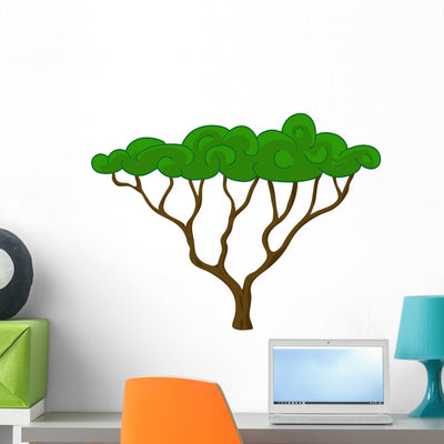 African Safari Tree Wall Decal shown on a wall
