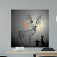 Deer with antlers like Tree / Rabbits look at carrots Wall Mural