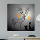 Deer with antlers like Tree / Rabbits look at carrots Wall Mural