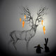 Deer with antlers like Tree / Rabbits look at carrots Wall Mural