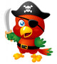 Illustration of Cartoon Pirate Parrot Wall Decal