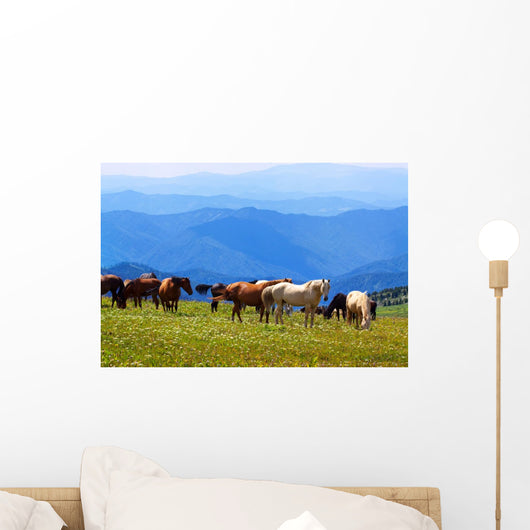 Mountains Landscape with Horses