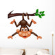 Funny Monkey Hanging on Tree Branch Wall Decal