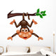 Funny Monkey Hanging on Tree Branch Wall Decal