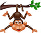 Funny Monkey Hanging on Tree Branch Wall Decal