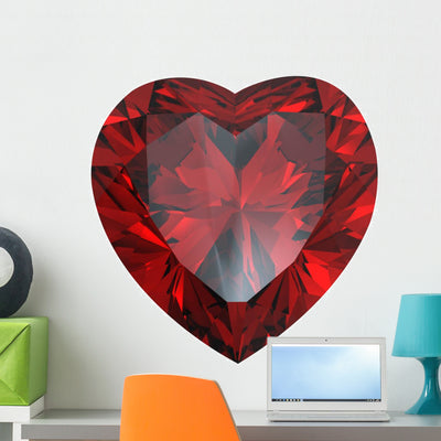 Heart Shaped Diamond Garnet Wall Decal shown on a wall
