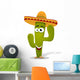 Cartoon Mexican Cactus Character Wall Decal