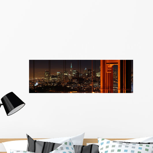 Golden Gate Bridge and San Francisco at night panorama Wall Mural