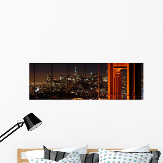 Golden Gate Bridge and San Francisco at night panorama Wall Mural