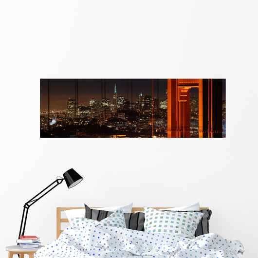 Golden Gate Bridge and San Francisco at night panorama Wall Mural